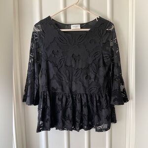 Everly Black Lace Lined Blouse